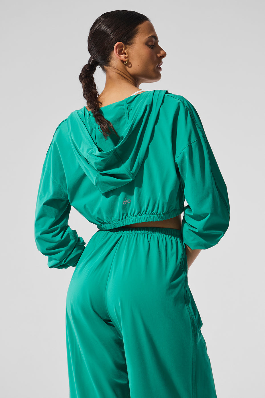 Cropped Breezy Full — Zip Hooded Sweatshirt — Spruce Green