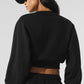 Cropped Accolade Crewneck — Black