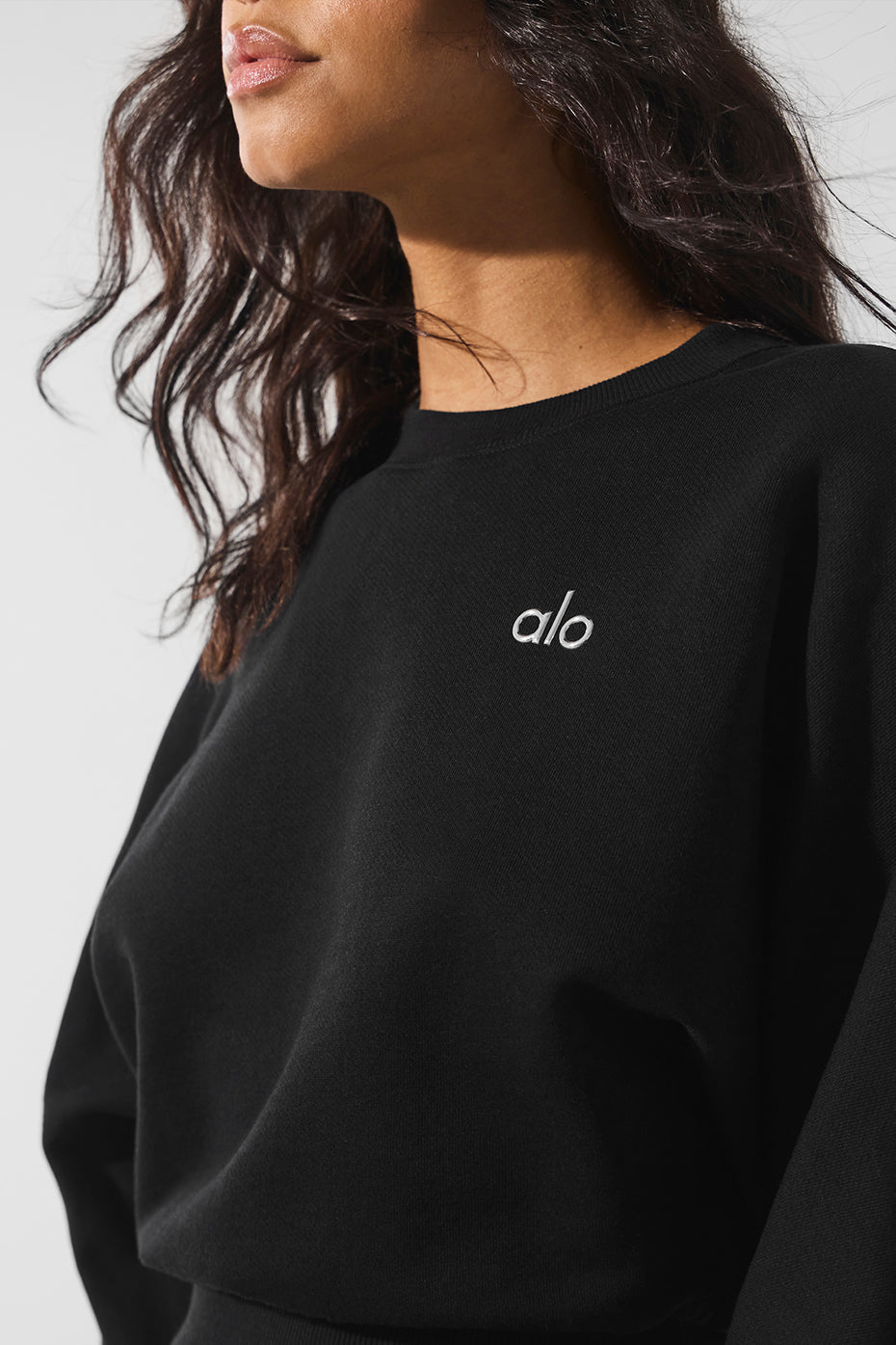 Cropped Accolade Crewneck — Black