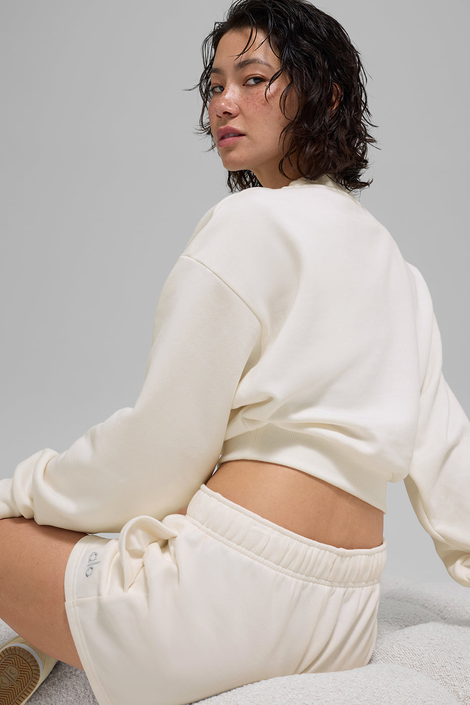 Cropped Accolade Crewneck — Ivory