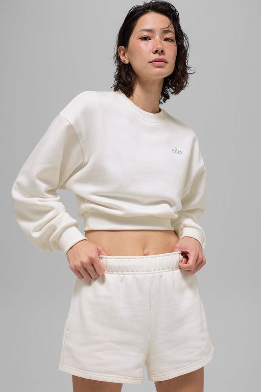 Cropped Accolade Crewneck — Ivory