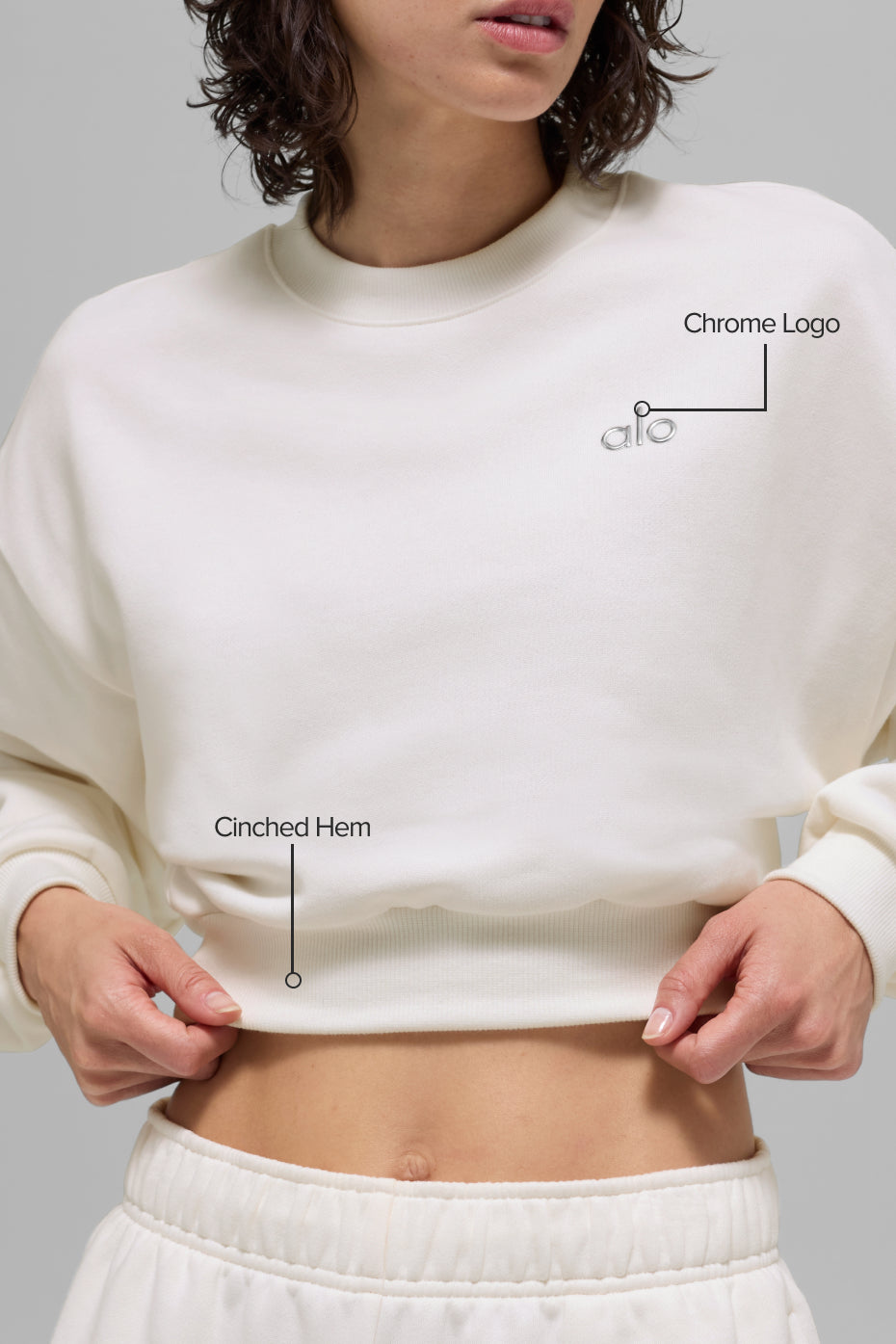 Cropped Accolade Crewneck — Ivory