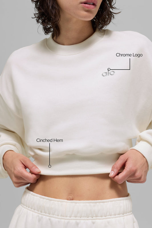 Cropped Accolade Crewneck — Ivory