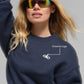 Cropped Accolade Crewneck — Navy