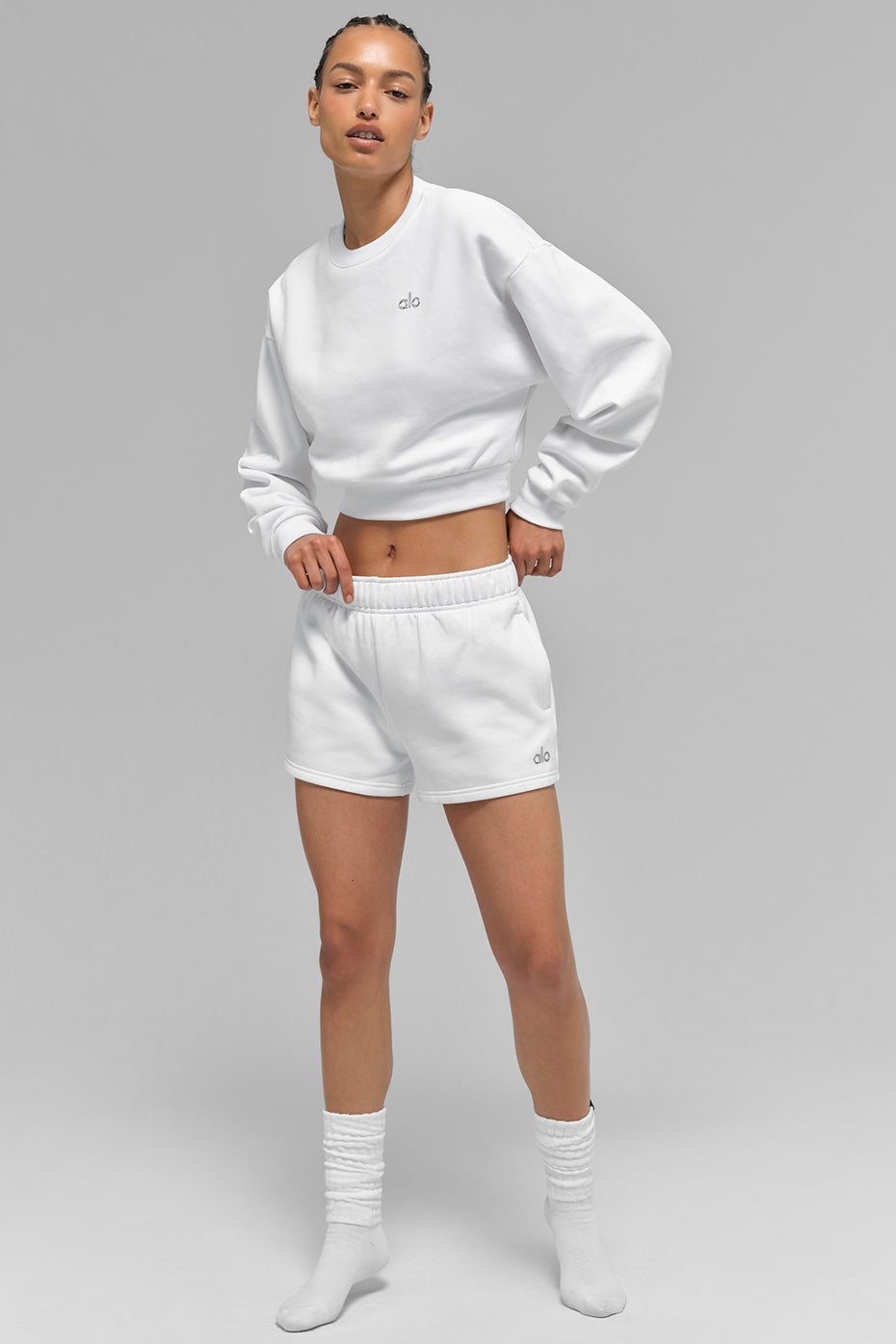 Cropped Accolade Crewneck — White