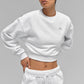 Cropped Accolade Crewneck — White