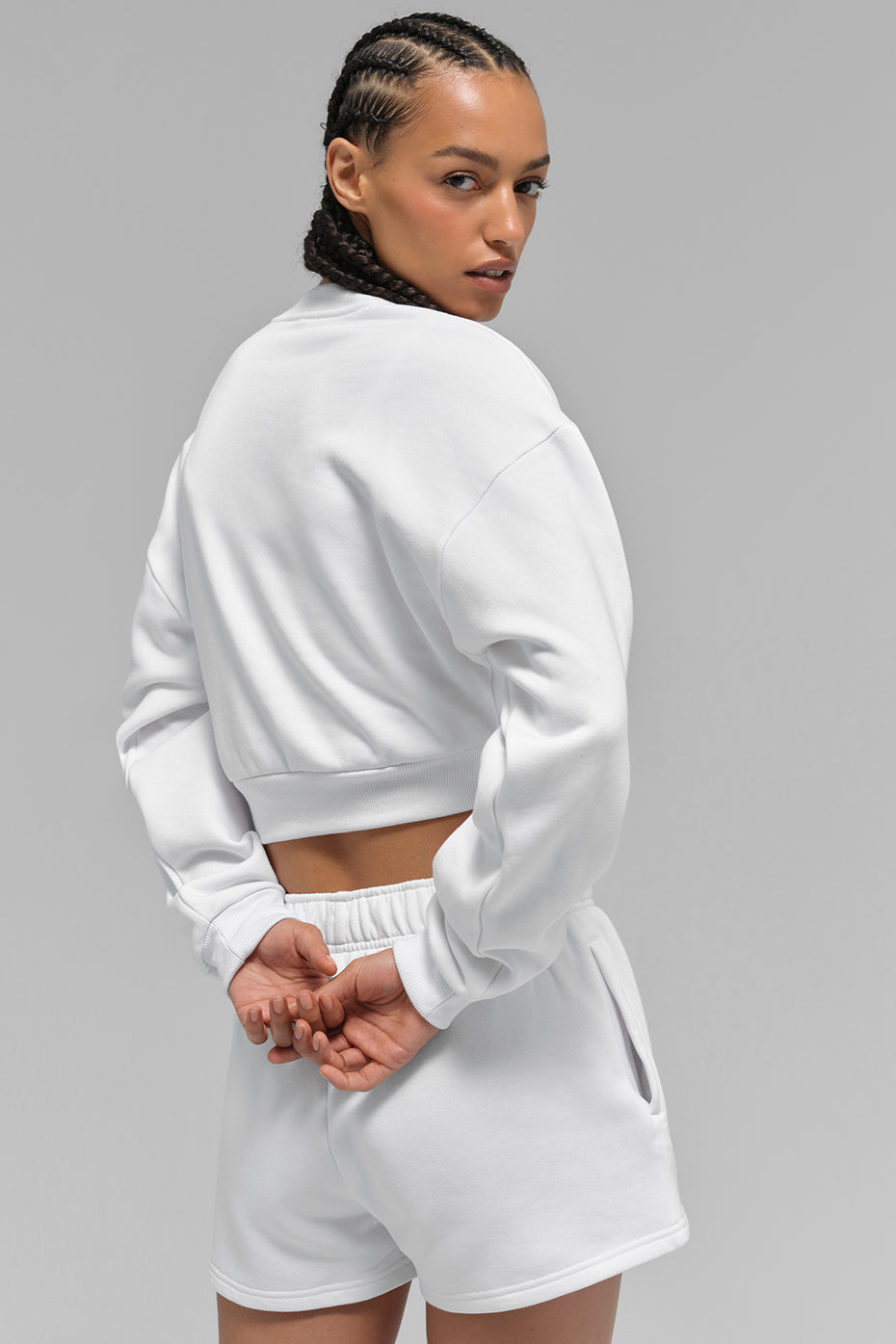 Cropped Accolade Crewneck — White