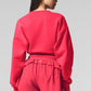 Cropped Accolade Crewneck — Candy Red