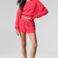 Cropped Accolade Crewneck — Candy Red