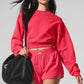 Cropped Accolade Crewneck — Candy Red