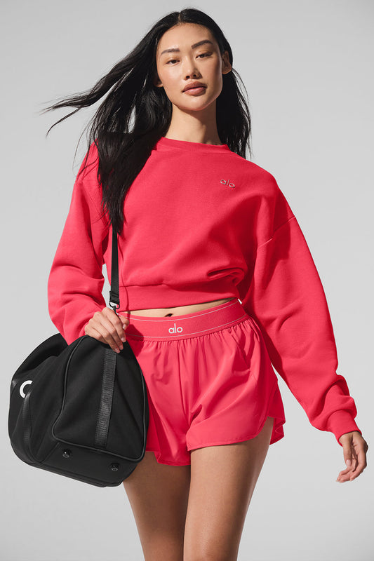 Cropped Accolade Crewneck — Candy Red