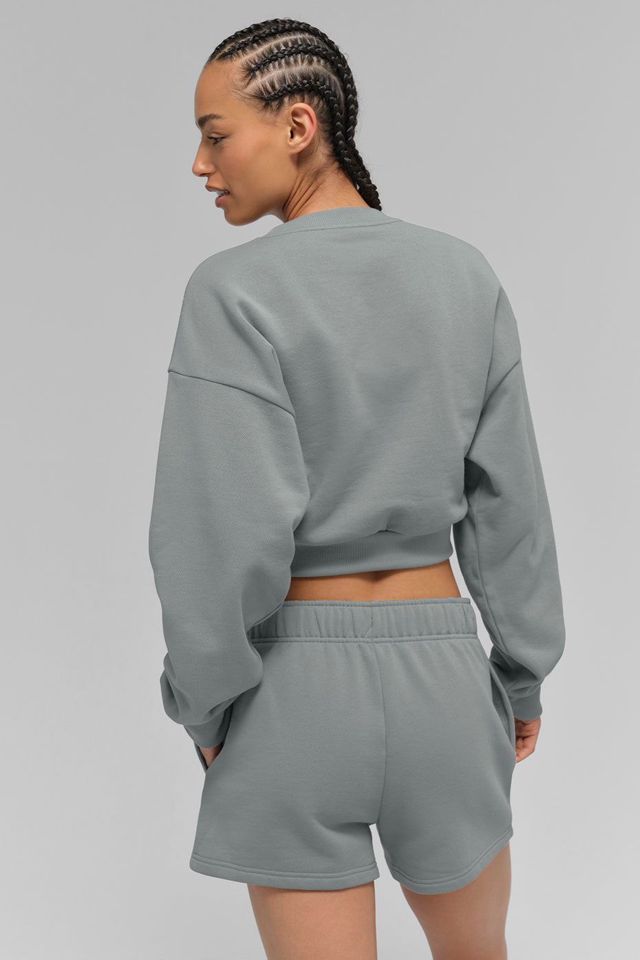 Cropped Accolade Crewneck — Lunar Grey