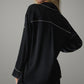 Courchevel Silk Button Down — Black/Ivory