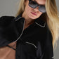 Courchevel Silk Button Down — Black/Ivory