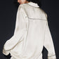 Courchevel Silk Button Down — Ivory/Black