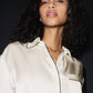 Courchevel Silk Button Down — Ivory/Black
