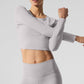 Washed Alosoft Crop Finesse Long‑Sleeve — Grey Sky Wash