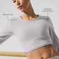Washed Alosoft Crop Finesse Long‑Sleeve — Grey Sky Wash