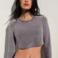 Washed Alosoft Crop Finesse Long‑Sleeve — Cool Grey Wash