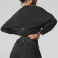 Cropped Sway Crew Neck Crew Sweatshirt — Black