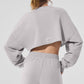 Washed Extreme Cropped Crew Sweatshirt — Grey Sky Wash