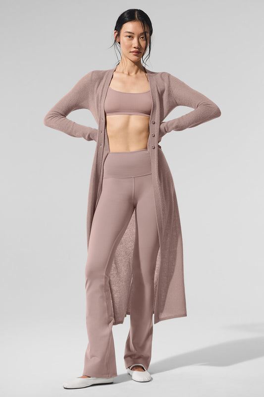 Sheer Cashmere Long Cardigan — Taupe