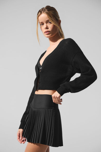 Sheer Cashmere Cropped Cardigan — Black