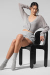 Sheer Cashmere Cropped Cardigan — Athletic Heather Grey