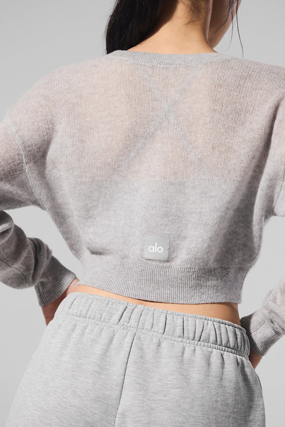 Sheer Cashmere Cropped Cardigan — Athletic Heather Grey