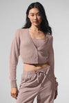Sheer Cashmere Cropped Cardigan — Taupe