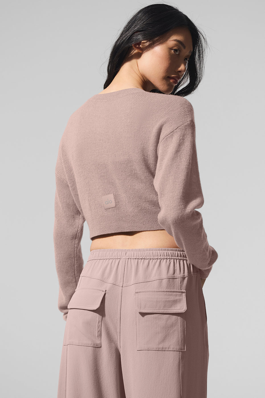 Sheer Cashmere Cropped Cardigan — Taupe