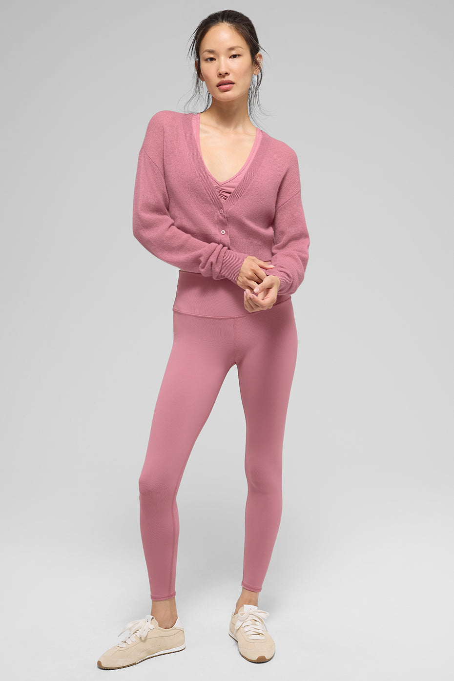 Sheer Cashmere Cropped Cardigan — Pink Wild Rose