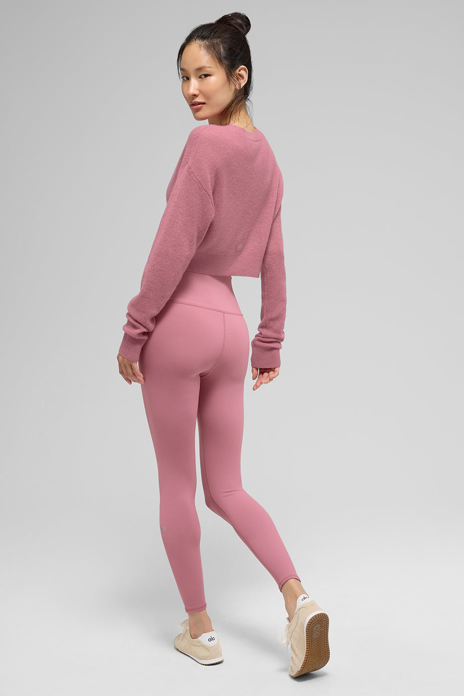 Sheer Cashmere Cropped Cardigan — Pink Wild Rose