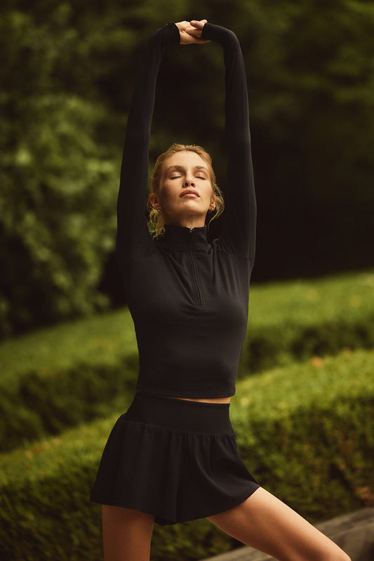 SculptSoft Precision Fit 1/4 Zip Long‑Sleeve — Black