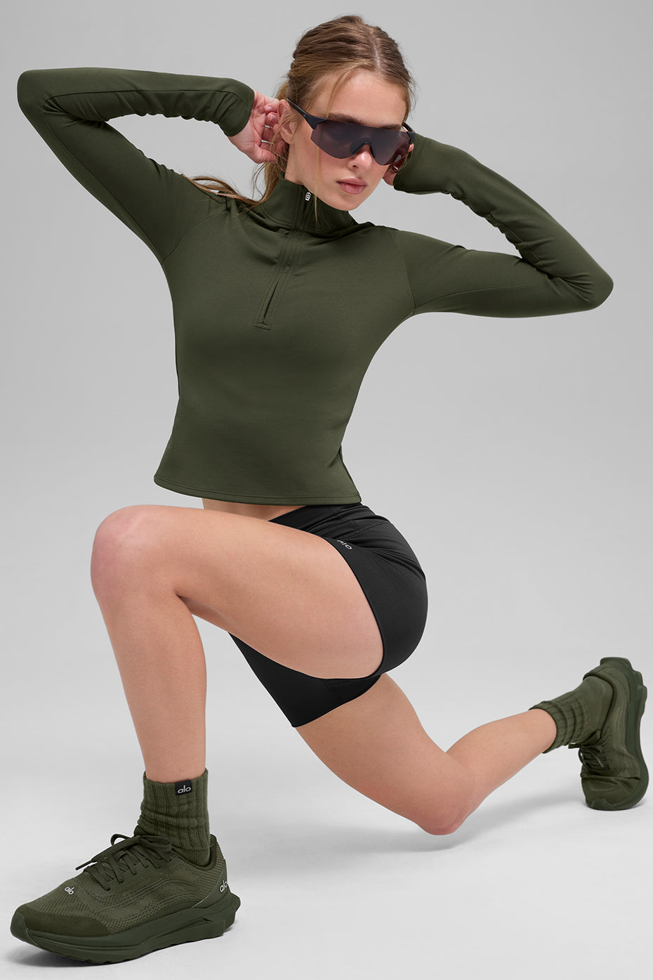 SculptSoft Precision Fit 1/4 Zip Long‑Sleeve — Green Olive
