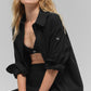 Cotton Real Deal Button Up Long‑Sleeve — Black