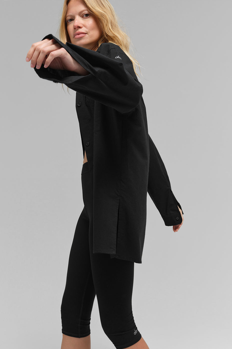 Cotton Real Deal Button Up Long‑Sleeve — Black