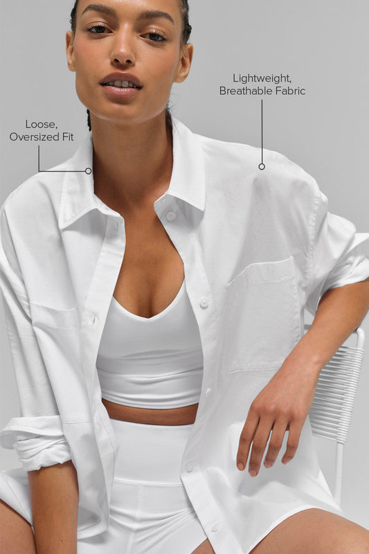 Cotton Real Deal Button Up Long‑Sleeve — White