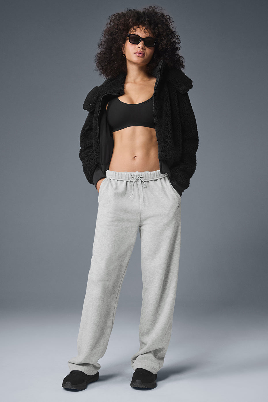 Foxy Sherpa Zip Jacket — Black