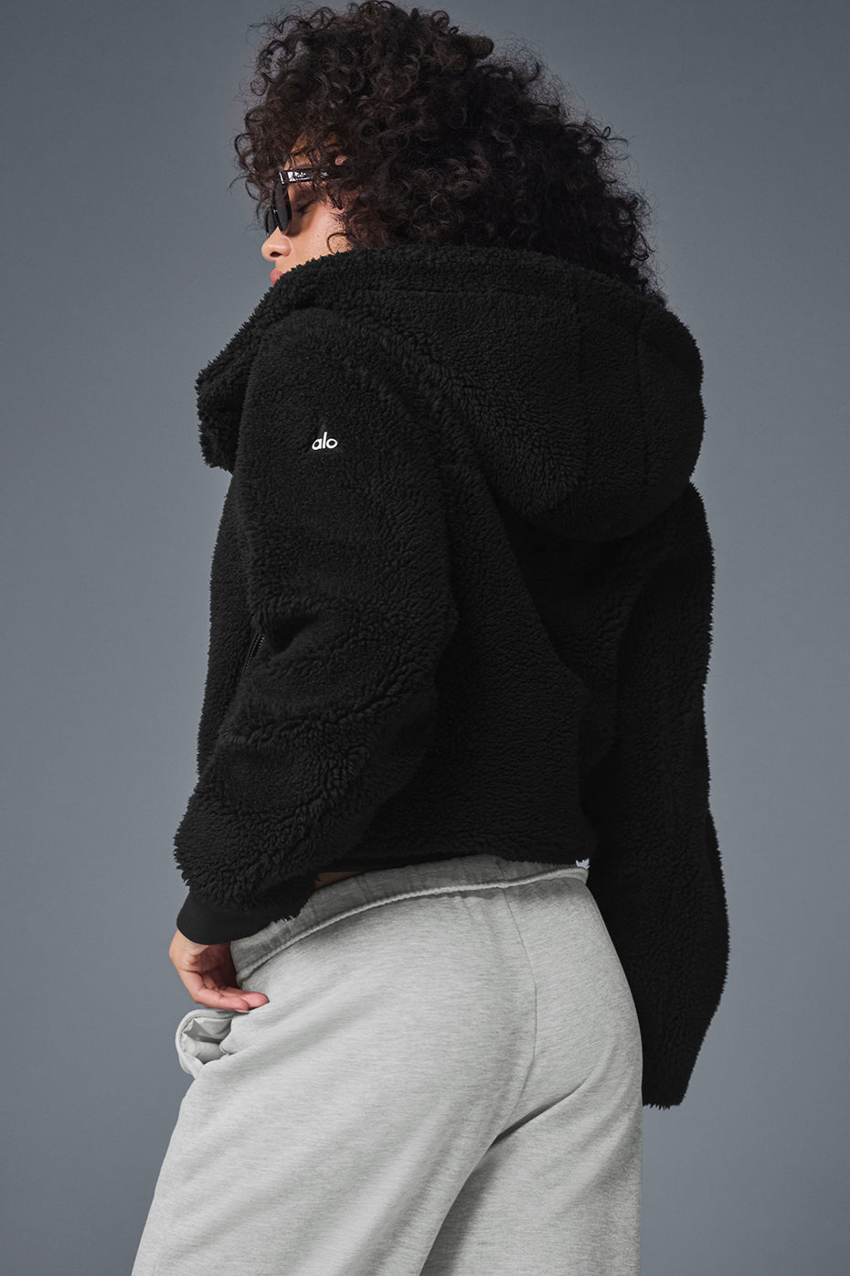 Foxy Sherpa Zip Jacket — Black