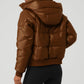 Faux Leather Boss Puffer — Cinnamon Brown