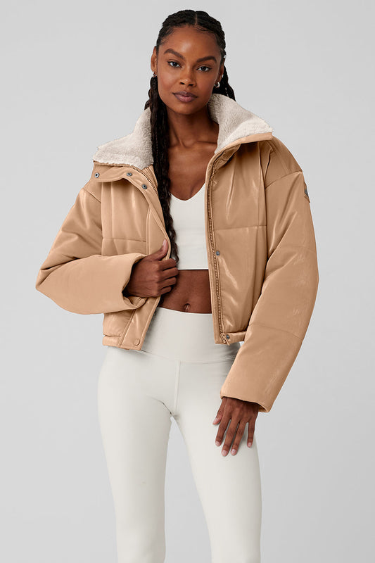 Orion Cropped Puffer — Toasted Almond