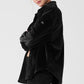 Ribbed Velour Mountain Side Shacket — Black