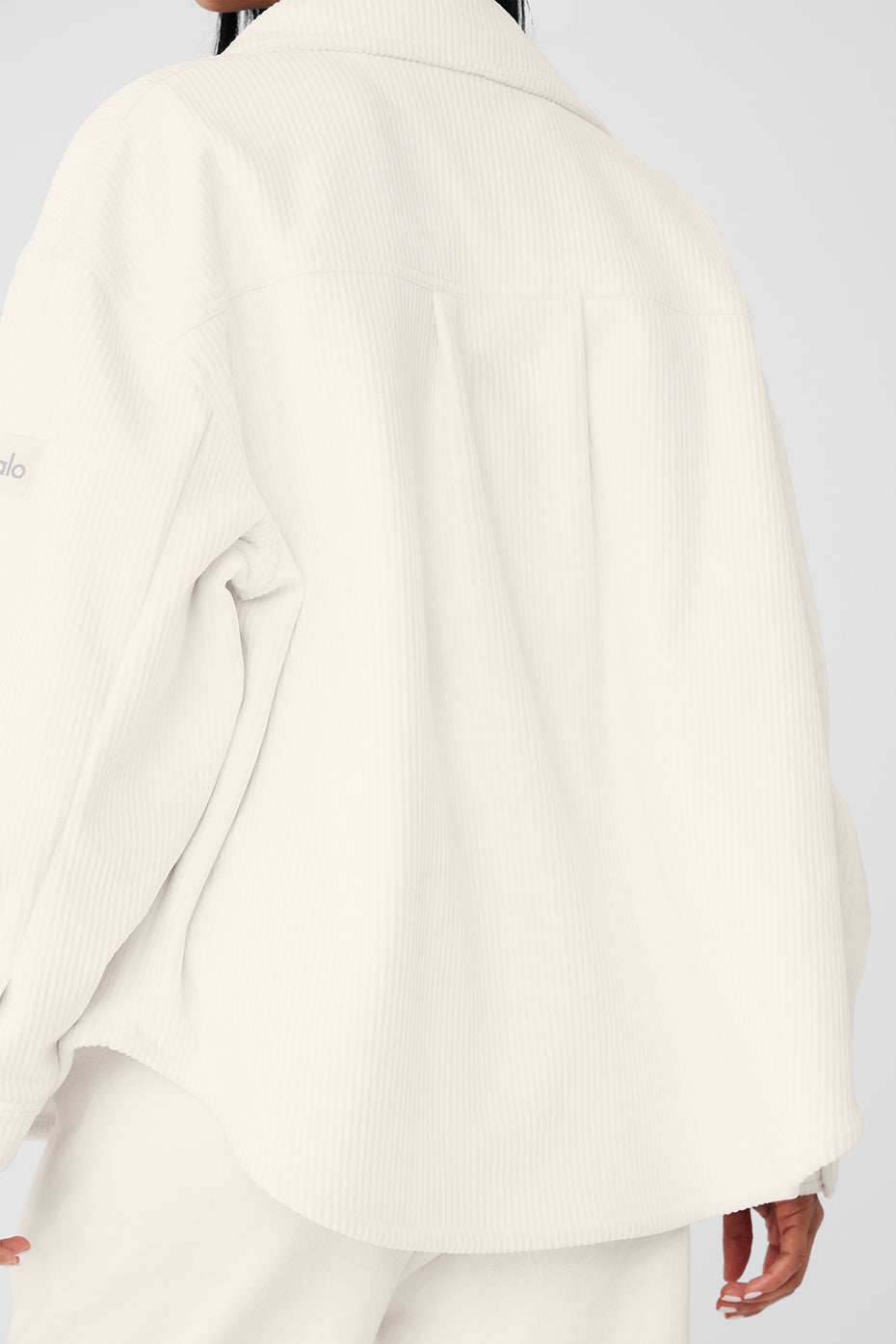 Ribbed Velour Mountain Side Shacket — Ivory