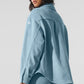 Ribbed Velour Mountain Side Shacket — Celestial Blue