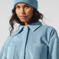 Ribbed Velour Mountain Side Shacket — Celestial Blue