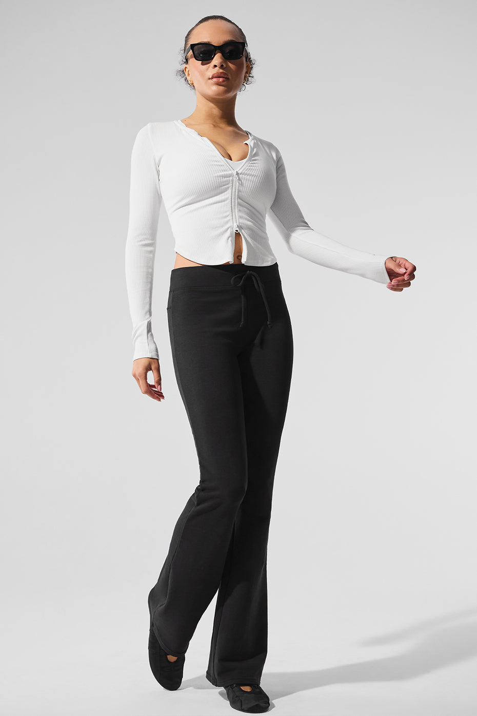 Ribbed Stardust Long‑Sleeve — White