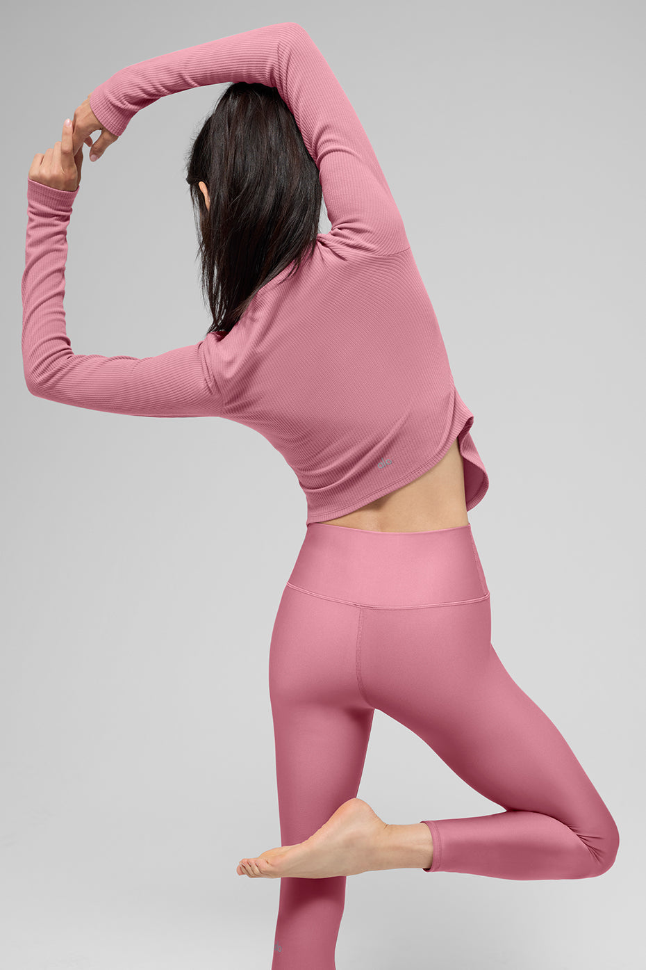 Ribbed Stardust Long‑Sleeve — Pink Wild Rose