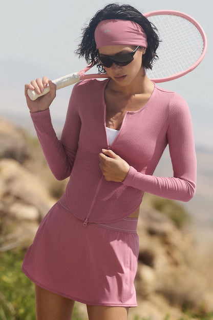 Ribbed Stardust Long‑Sleeve — Pink Wild Rose