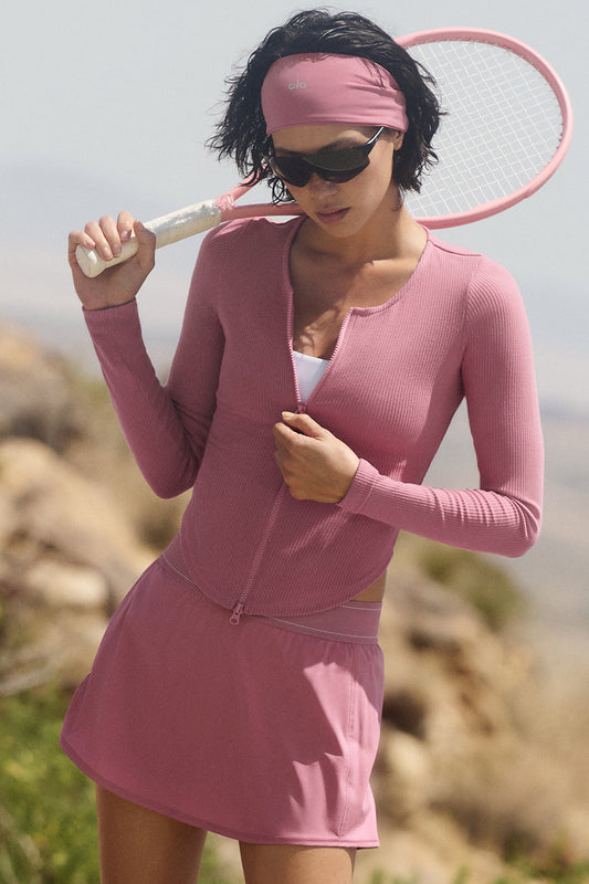 Ribbed Stardust Long‑Sleeve — Pink Wild Rose